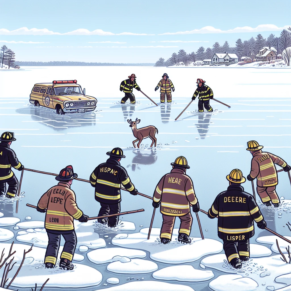 Firefighters in Minnesota save stranded deer on frozen lake, showcasing their bravery and compassion.