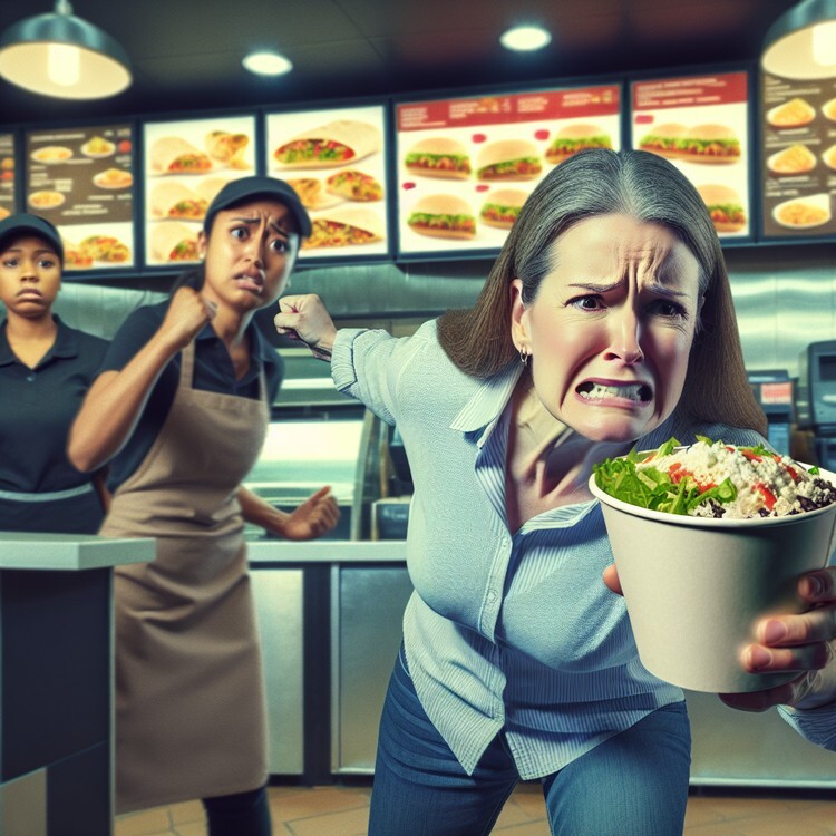 Ohio woman convicted of assault for throwing a burrito bowl at a Chipotle worker sentenced to work at a fast-food job for two months.