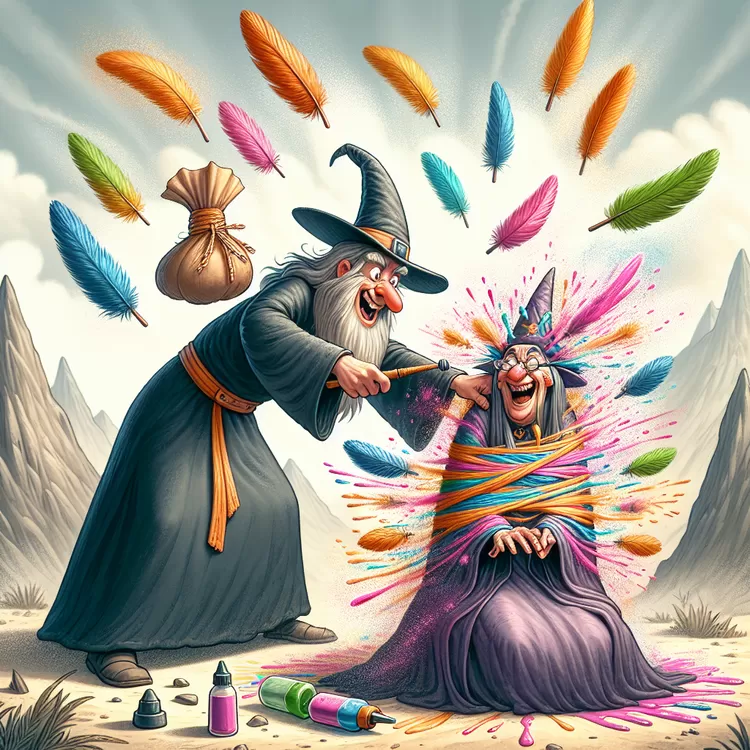 A mischievous wizard named Wally uses laughter to defeat a wicked witch and bring joy to a troubled village.