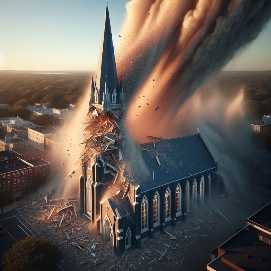 Church steeple collapses in New London, Connecticut, leaving community searching for answers and offering support.