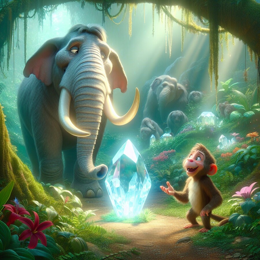 A mischievous monkey disrupts the harmony of Elephant Valley with a powerful crystal, but learns a valuable lesson.