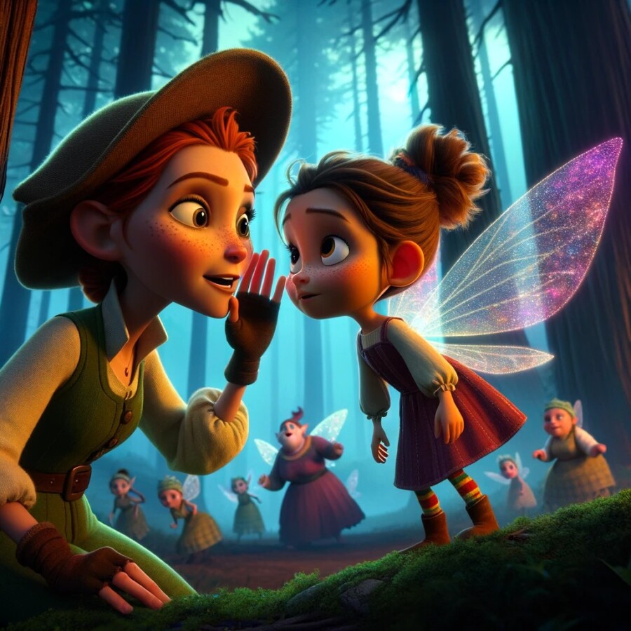 Lily discovers a hidden door in the enchanted forest and befriends a sparkling fairy named Hazel.