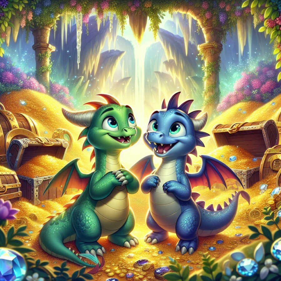 A dragon and a squirrel team up to find an enchanted treasure, but the squirrel has a secret plan.