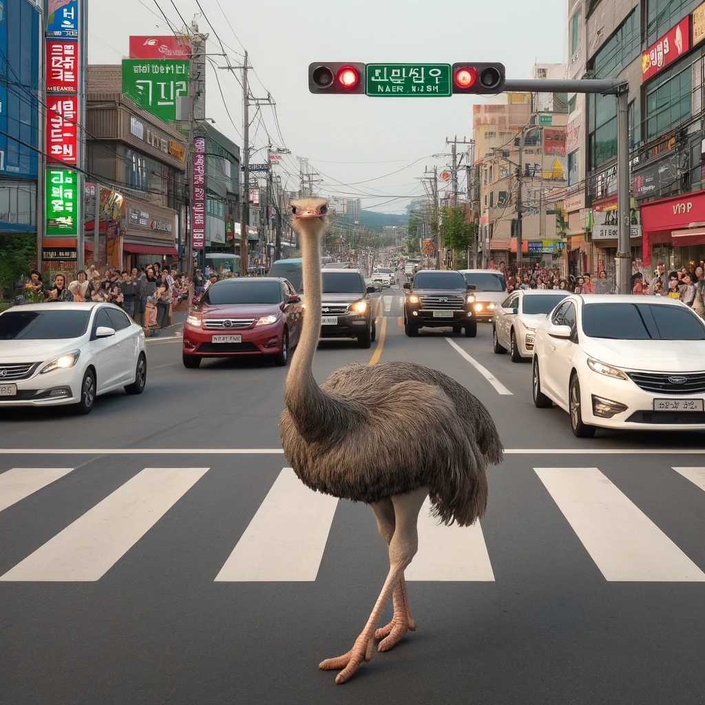 An escaped ostrich in Seongnam, South Korea, caused chaos as it ran through traffic and crashed into a truck before being captured by local authorities.