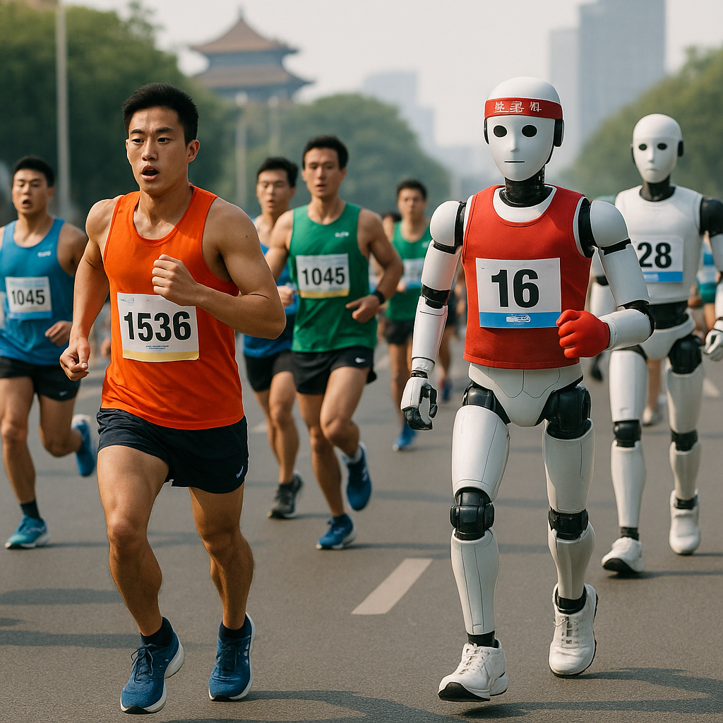 China's first half-marathon featured humanoid robots racing alongside humans, showcasing remarkable advancements in robotics.