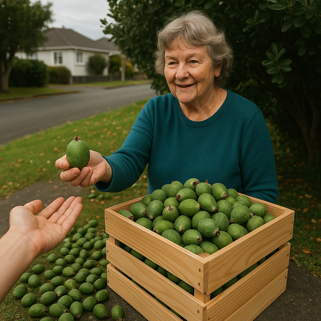 The feijoa, New Zealand's unofficial national fruit, fosters community spirit through generous sharing each autumn.