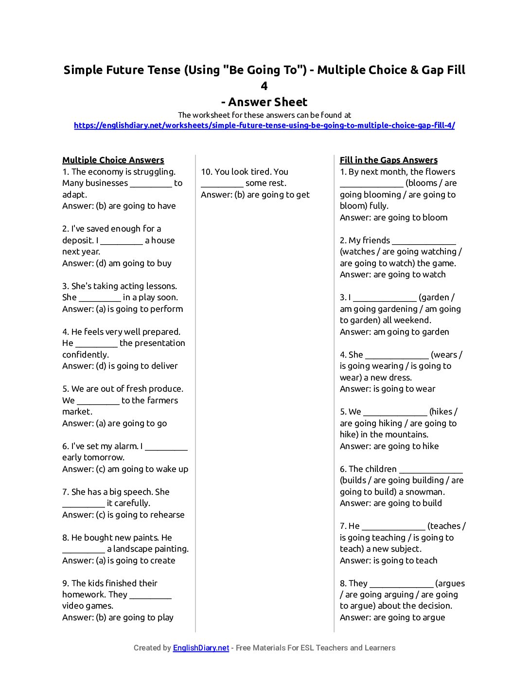 Preview of Simple Future Tense (Using 