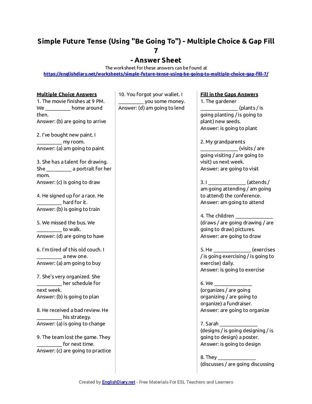 Preview of Simple Future Tense (Using 