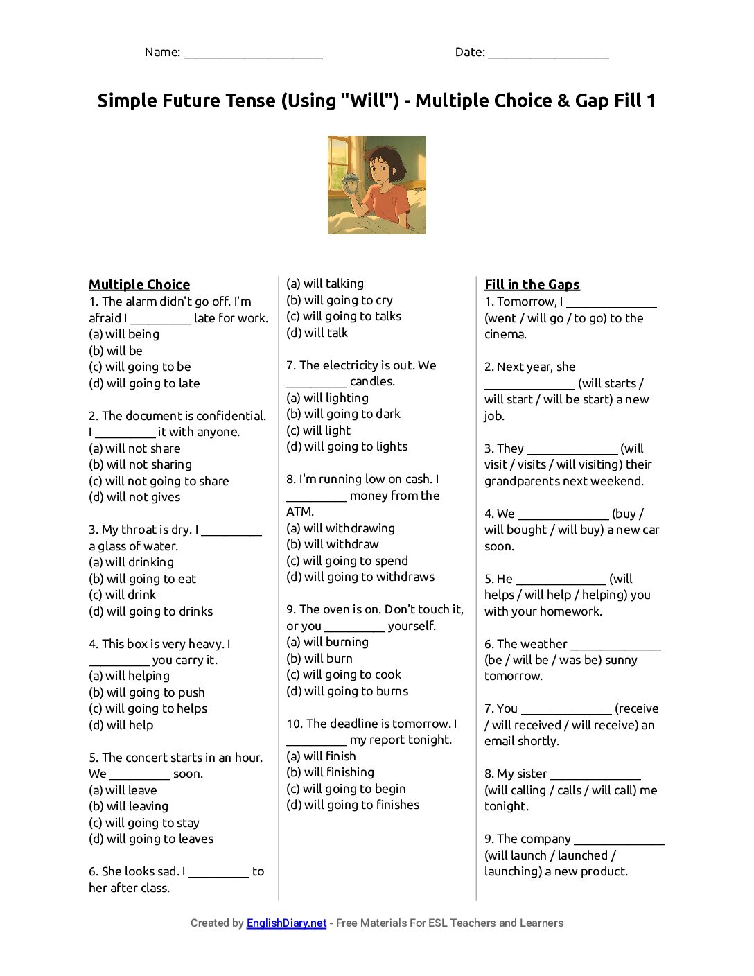 Preview of Simple Future Tense (Using