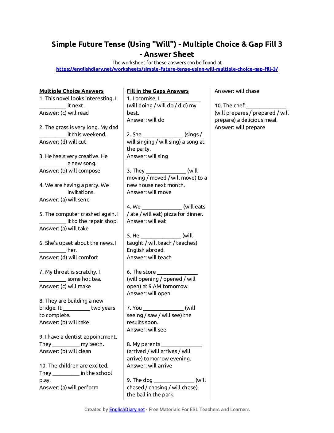 Preview of Simple Future Tense (Using