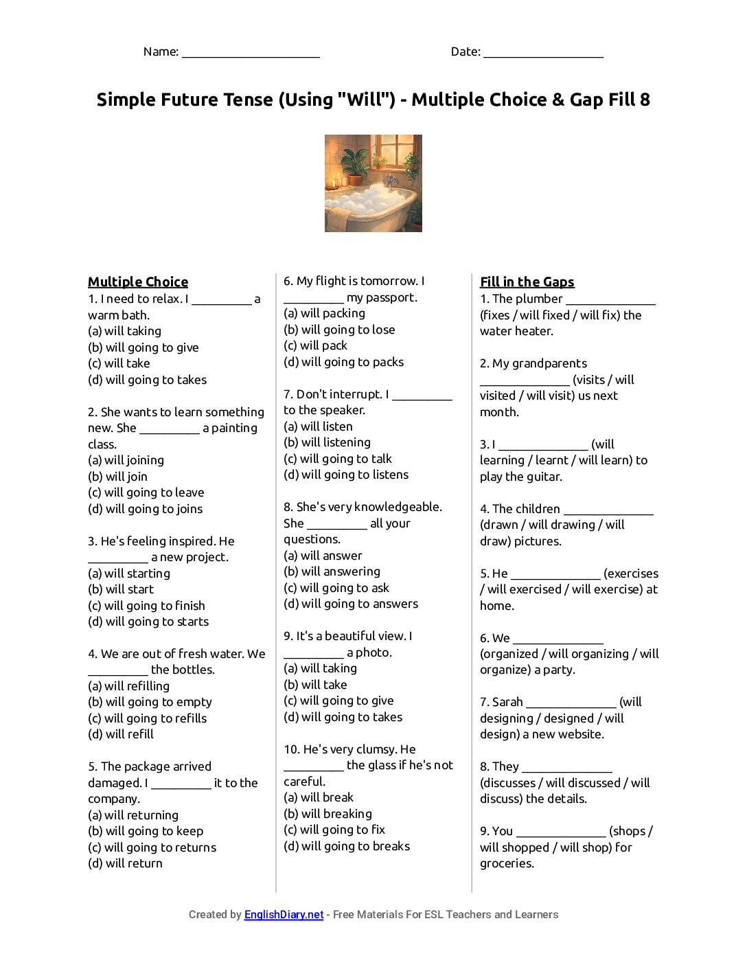 Preview of Simple Future Tense (Using