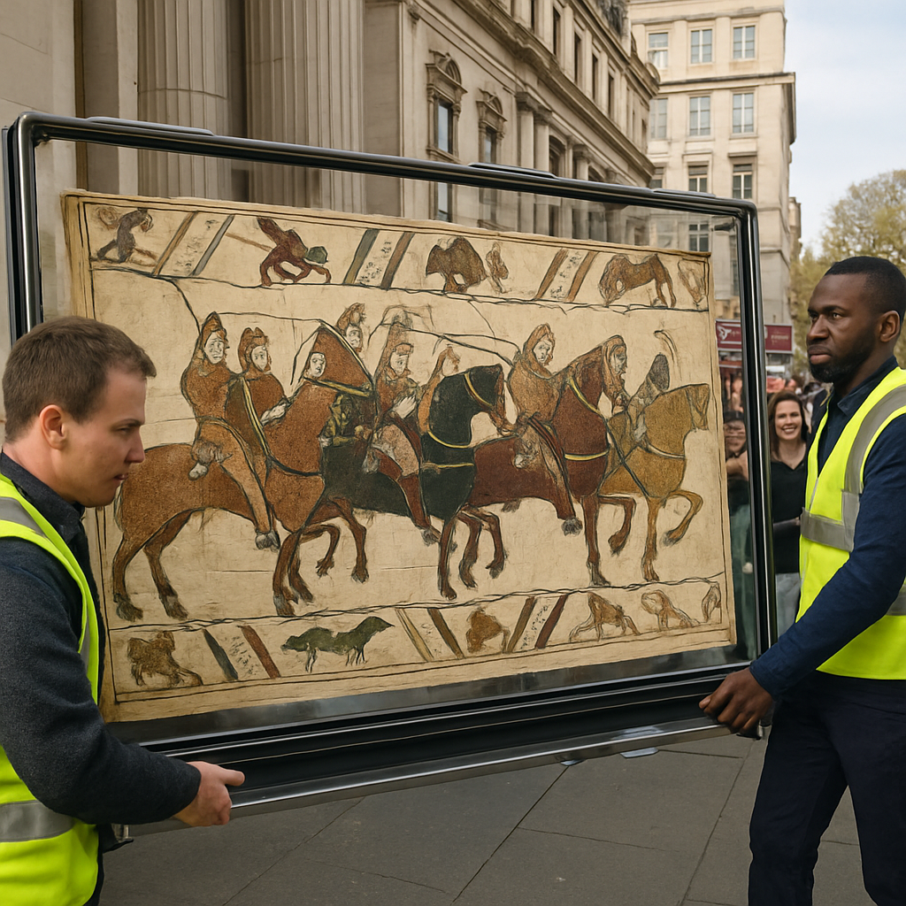 Bayeux Tapestry arrives in London for exhibition.