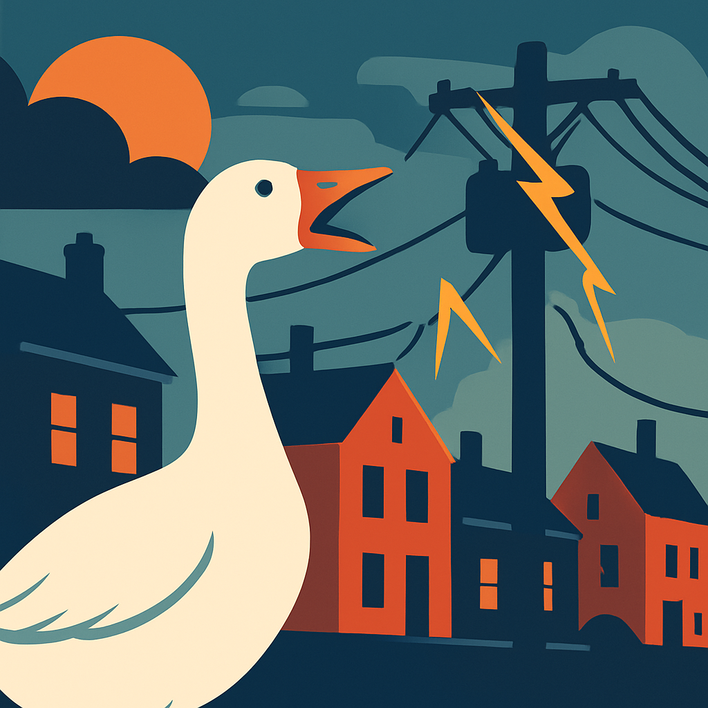 A goose caused a power outage in Barnard Castle, affecting 1,715 homes.