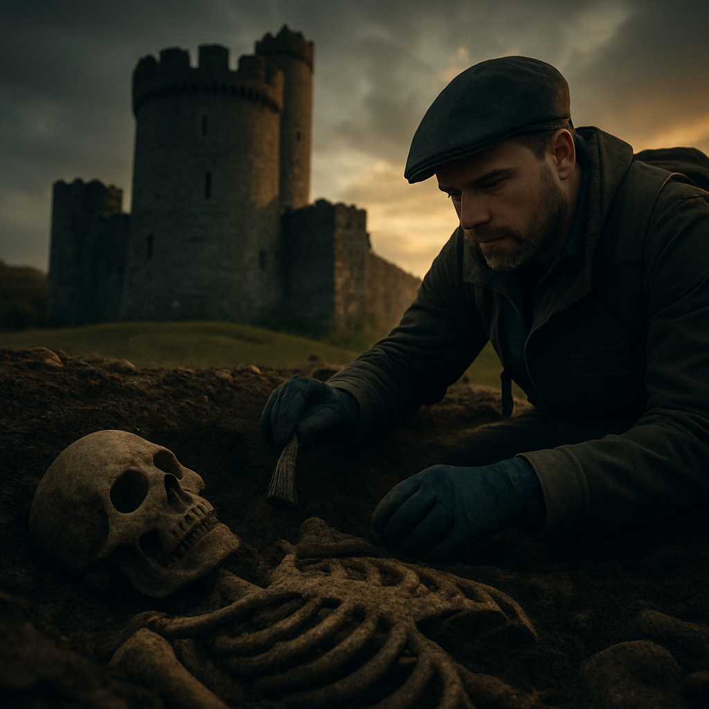 A castle visit leads to discovering ancient bones under the site.