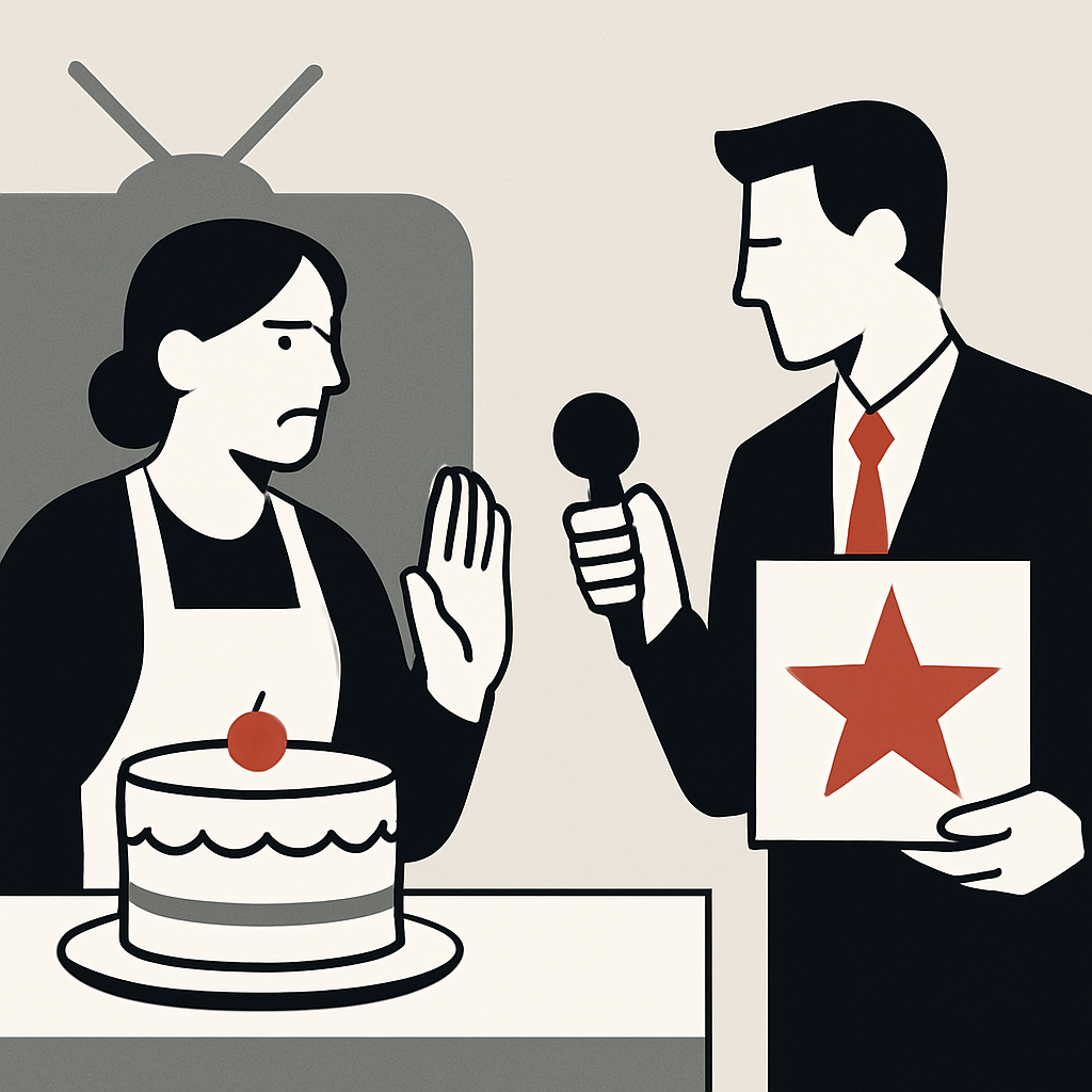 A bakery owner criticized The Voice for requesting free cake for exposure.