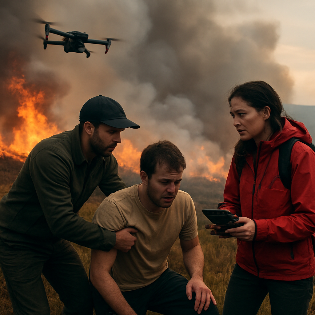 Individuals filming wildfires with a drone needed rescue assistance.