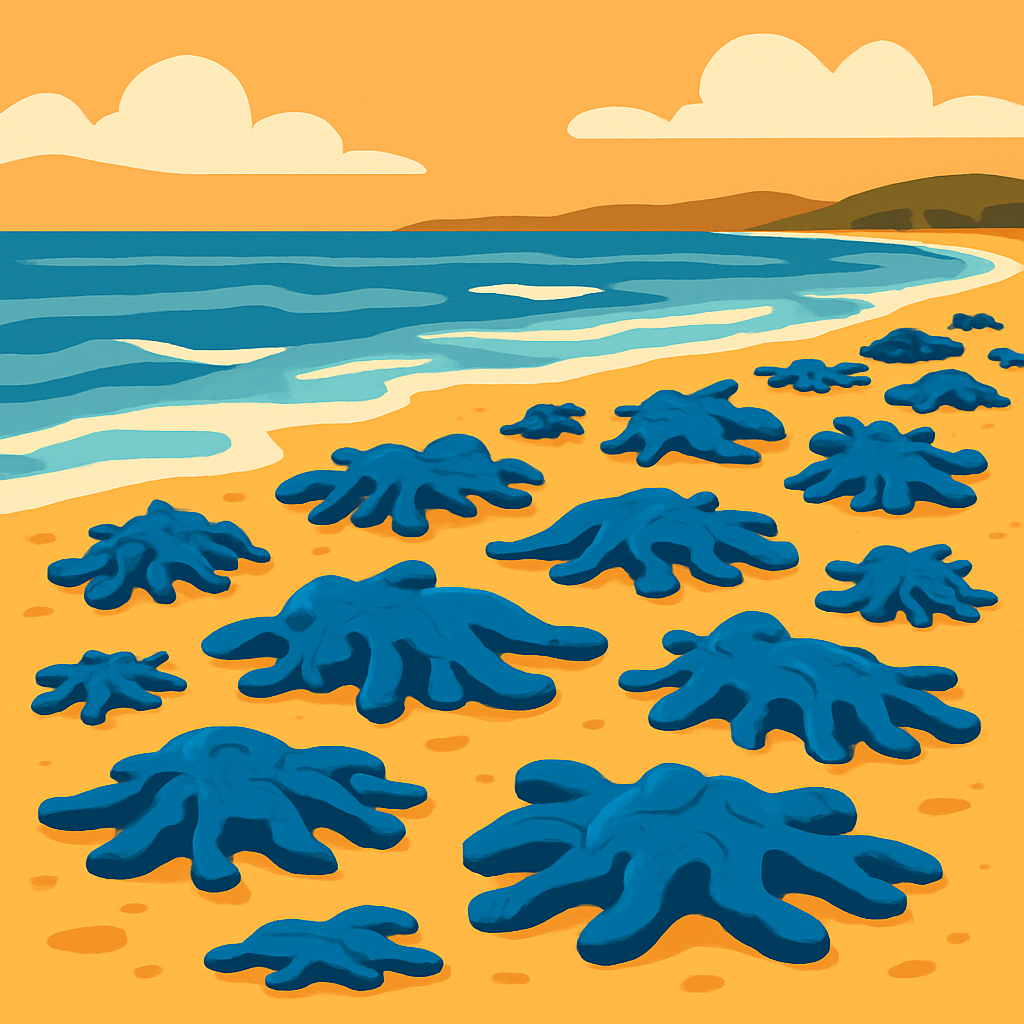 Unusual blue organisms are washing up on Cumbria's shores.