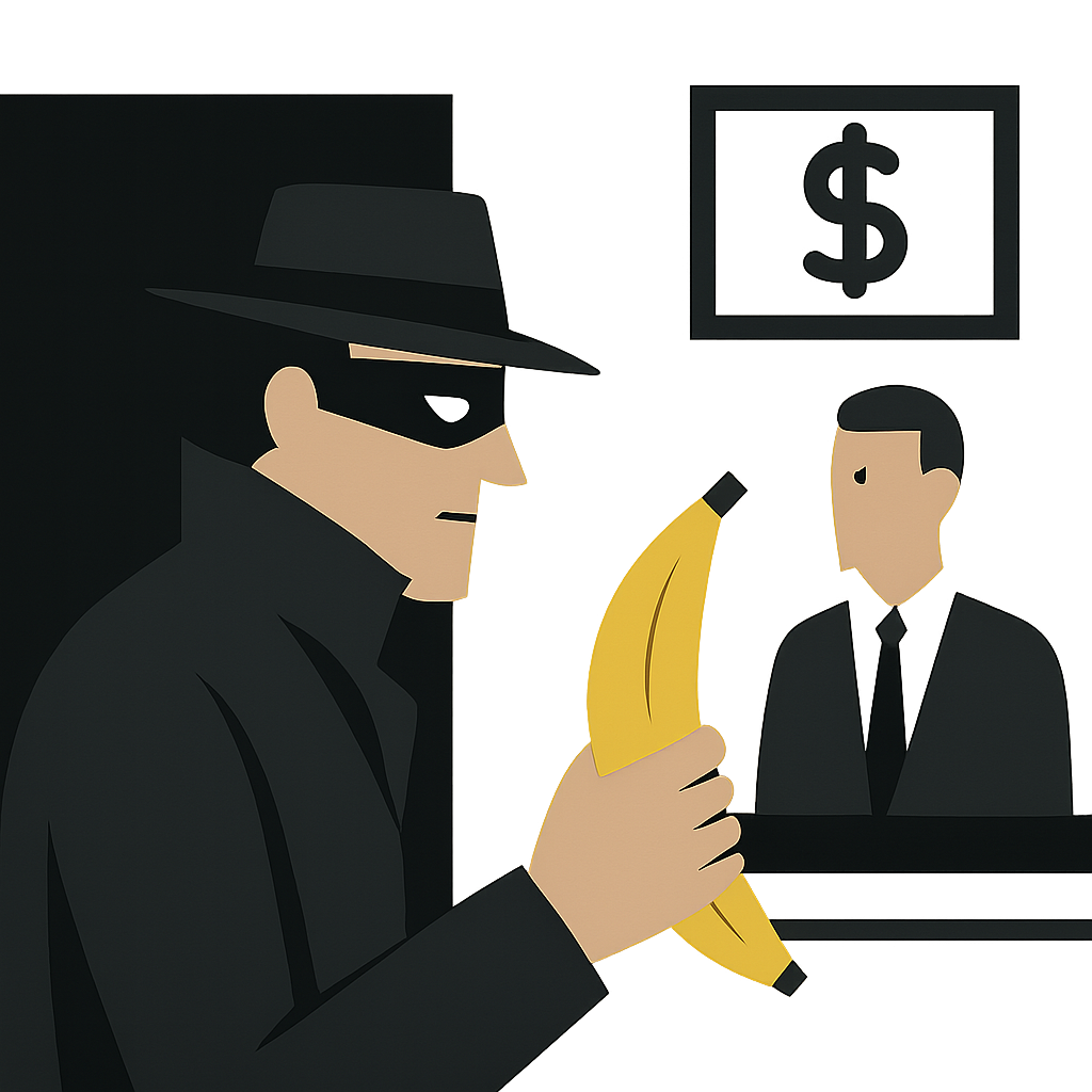 Christopher North attempted a bank robbery using a banana.